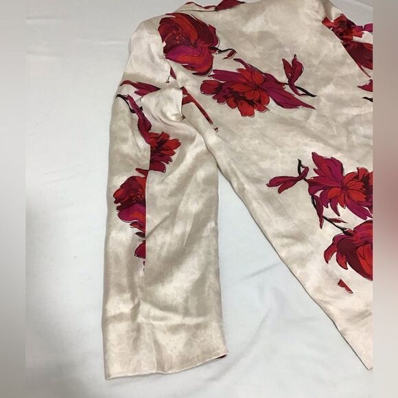 Zara Floral Print Satin Effect Open Blazer New Size Medium - Picture 8 of 16